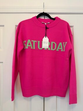 English Factory Neon Pink Saturday Sweater NWT small
